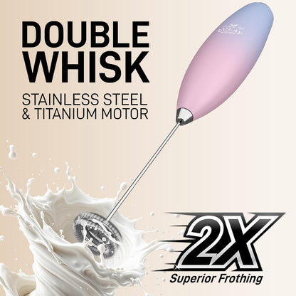 Zulay Kitchen Powerful Milk Frother Wand With Duracell Batteries - Ultra Fast Handheld Drink Mixer - Electric Whisk Foam Maker for Coffee, Lattes, Cappuccino & Matcha - Z1 Motor - Black - Colors A