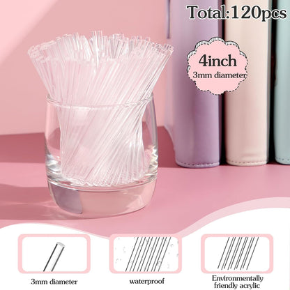 Vicenpal 120 Pcs 12 Inch Clear Acrylic Rods 3mm Diameter Round Acrylic Dowel Rods for DIY Crafts Party Decorations Gardening