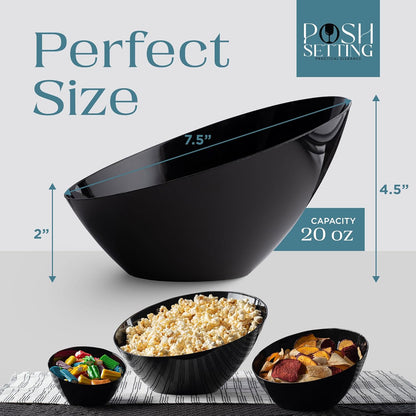 Posh Setting Crystal Clear, Disposable Premium Hard Plastic Medium Angled Bowl, Party, Salad, Snack and Fruit Bowl 5 Pack