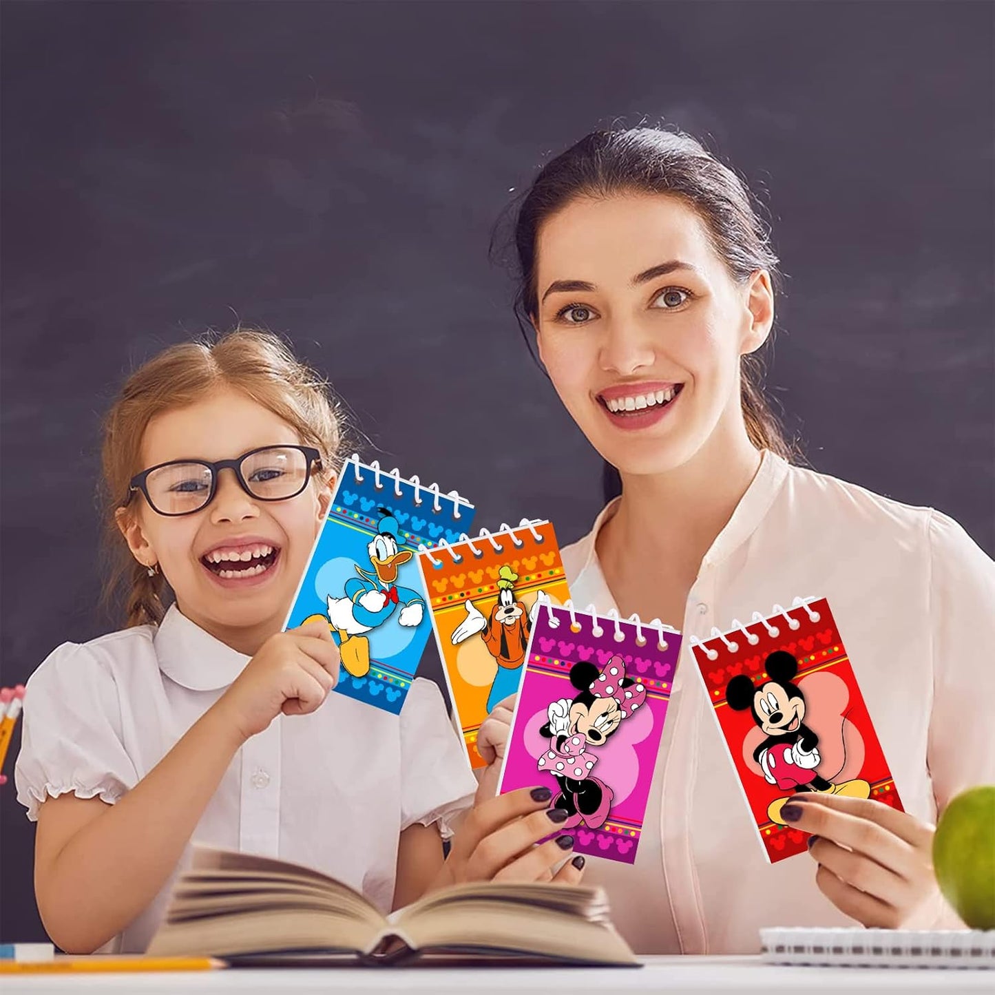 Mouse Birthday Party Supplies, 24Pcs Mini Notepads for Mickey Birthday Party Gifts, Goodie Bag Stuffers, Classroom Rewards, 8 Types