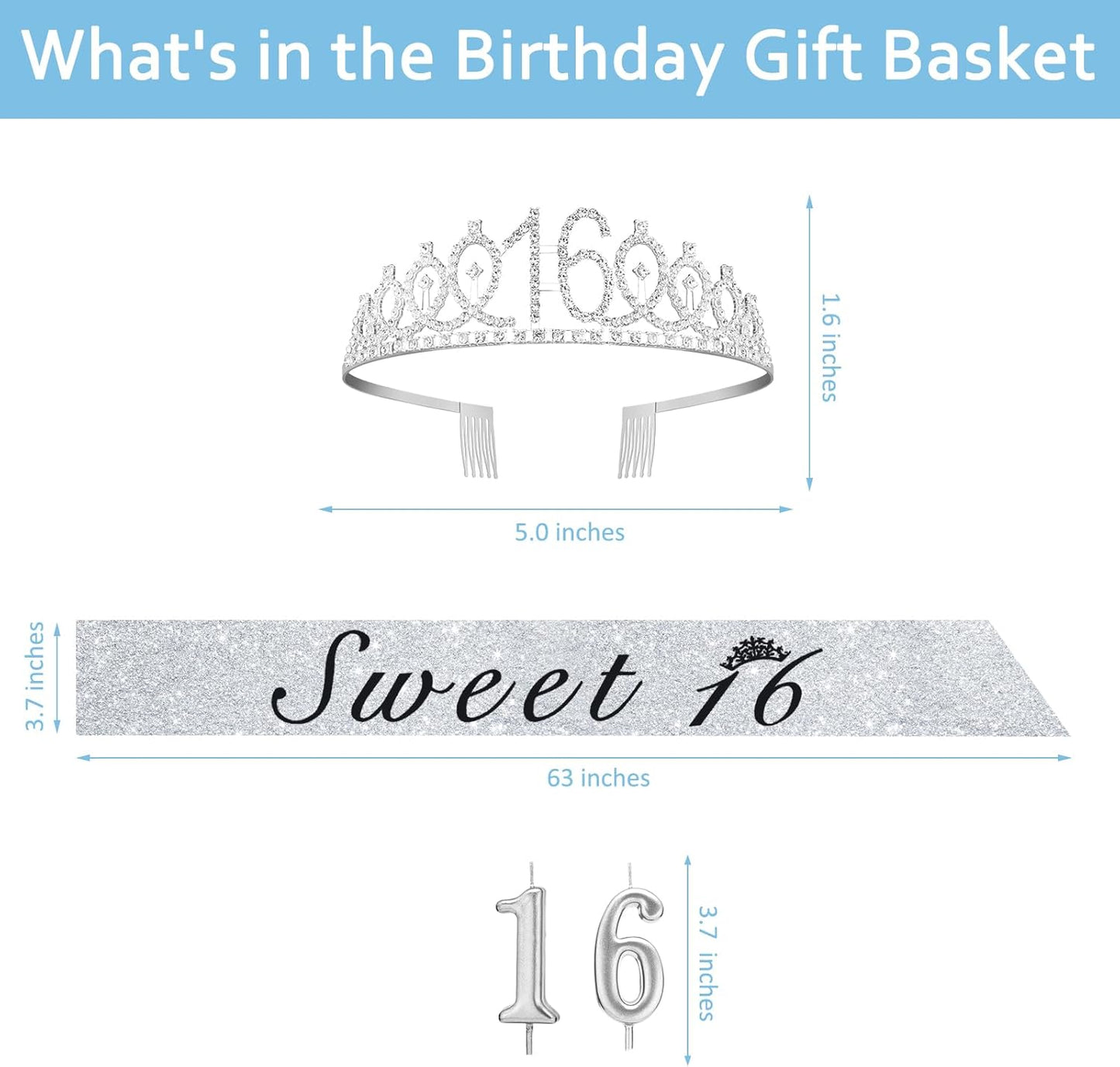 21st Birthday Decorations for Her with 21st Birthday Sash and Crown, Candles Gold, Gifts for 21 Year Old Girls