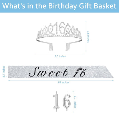 21st Birthday Decorations for Her with 21st Birthday Sash and Crown, Candles Gold, Gifts for 21 Year Old Girls