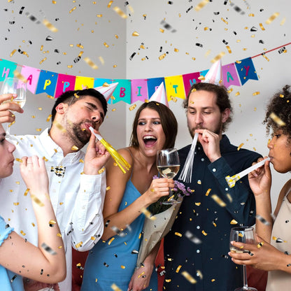 JarThenaAMCS 240 Pcs Noise Makers 48 Pcs 7.5 Inch Clapping Hands, 48 Horns, 48 Metallic Fringed Noisemakers, 48 Blowouts and 48 Blowers Whistles for Graduation Wedding Birthday Party Supplies