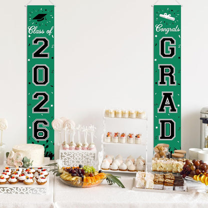 2026 Graduation Decorations, Graduation Banner Class of 2026, Hanging Congratulations/Congrats Grad Banner for Door and Porch, Party Decor - Black