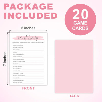 DYIRBIIY Minimalism Birthday Party Game Cards - Selfie Scavenger Hunt - 20 Blush Double-Sided Fill in Style Funny Birthday Party Game Cards for Adults, Party Supplies & Activities - A02
