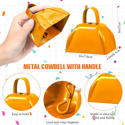 24 Pcs Hand Clappers and Metal Cowbells Noise Makers Cheering Clappers Cow Bells Handle Cheers Dance Basketball Football Noise Makers Sporting Events Graduation School Sports Party (Purple)
