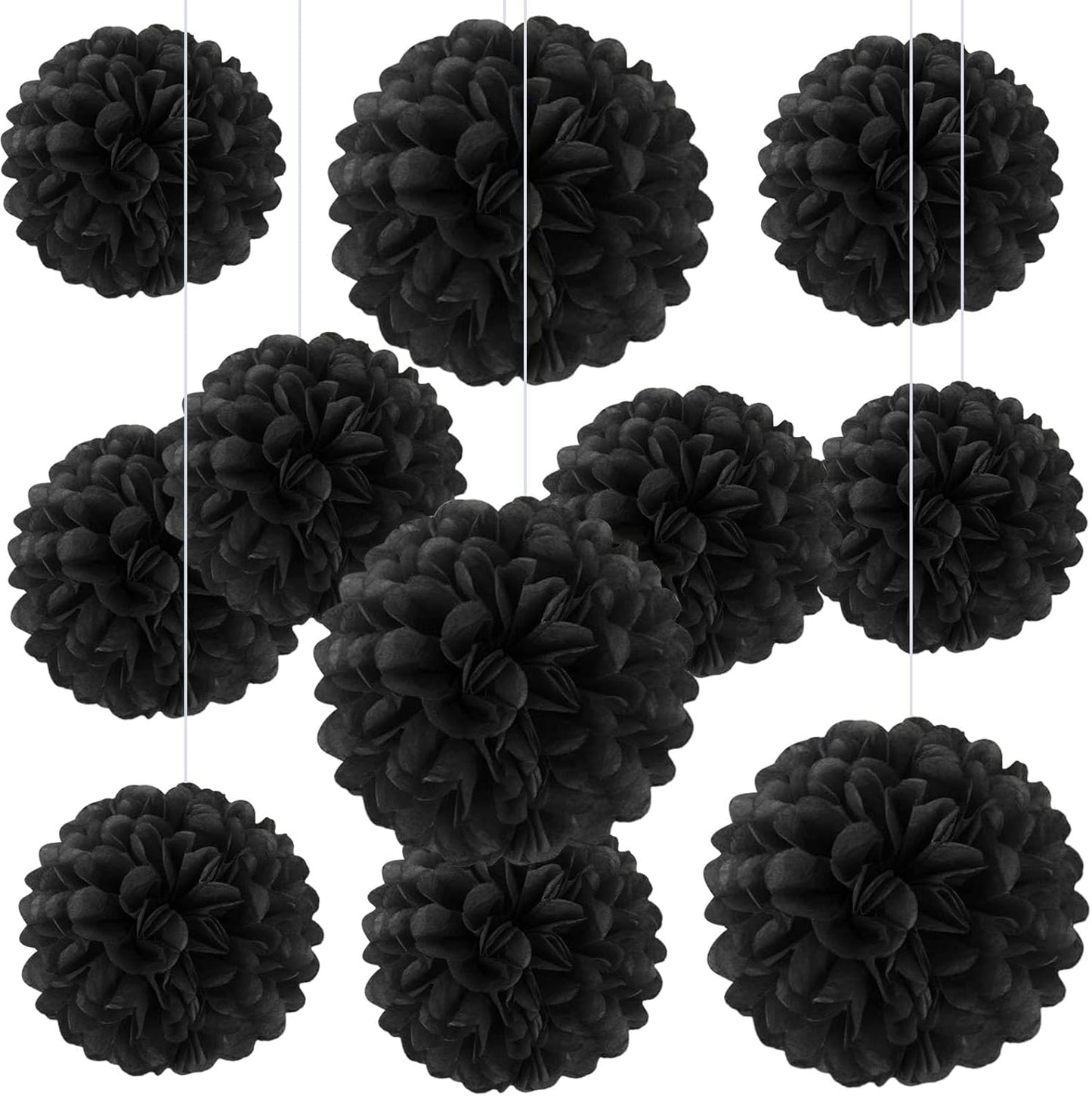 20 PCS Orange Tissue Paper Pom Poms, Tissue Pom Poms Flowers, Sizes of 6", 10", 12", 14" Hanging Paper Flower Ball for Wedding, Birthday, Halloween, Christmas, Baby Shower Party Decor
