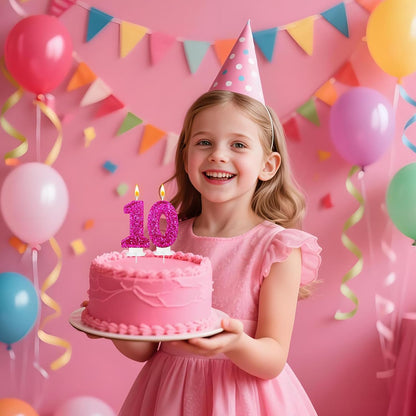 Birthday Number Candles, Glitter Number Candle Cake Decorations with Sequins, Cupcake Decorations for Girls, Women, Party Anniversary Celebrations (Number 6, Purple)