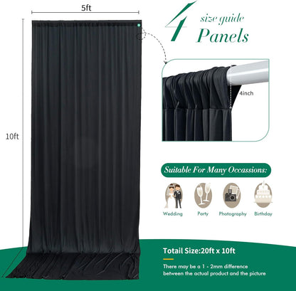 10 ft x 10 ft Wrinkle Free White Backdrop Curtains for Wedding Parties, Polyester Photography Backdrop Drapes for Birthday Parties Stage Backdrop Stand, 2 Panels 5x10FT Background Curtains