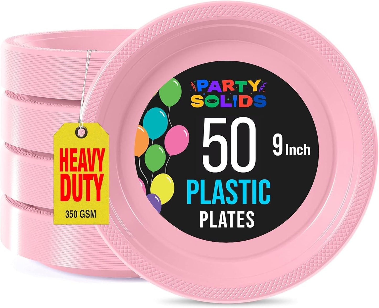 Exquisite Party Solids Red Plastic Plates For Party Supplies 10" Red Disposable Plates Heavy Duty 50 Pcs Plastic Dinnerware Sets Heavy Duty 350 GSM Disposable Dinnerware Set