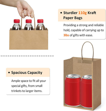 BagDream Kraft Paper Bags 25Pcs 5.25x3x8 Inches Small Paper Gift Bags with Handles Bulk for Party Favor, Retail, Merchandise, Black Gift Sacks