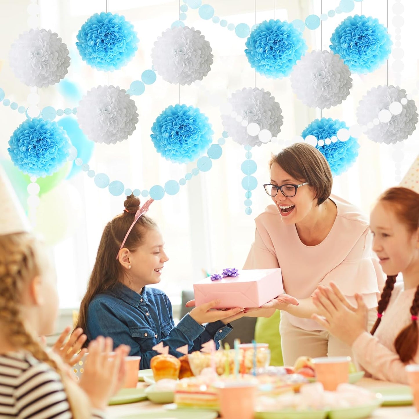 Pastel Tissue Paper Pom Poms Colorful Easter Macaron Kids Birthday Wedding Shower Tissue Flower Hanging Party Supplies(12pcs)