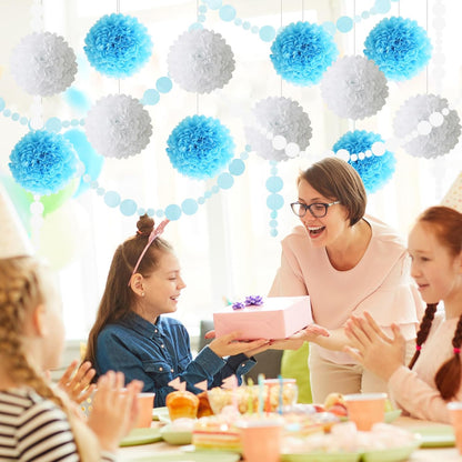 Pastel Tissue Paper Pom Poms Colorful Easter Macaron Kids Birthday Wedding Shower Tissue Flower Hanging Party Supplies(12pcs)