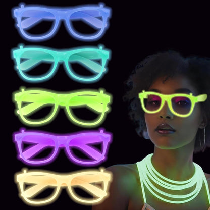 Glow in The Dark Party Supplies, 10 Pack Glow in The Dark Party Glasses Photo Booth Props Neon Party Favors Decorations