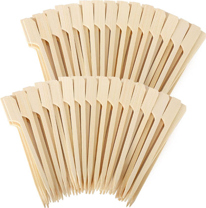 200PCS Bamboo Skewers for Appetizers, [6 Inch] Long Cocktail Picks Fancy Toothpicks for Appetizers, Flat Paddle Wooden Skewers Food Sticks for Party Drinks Fruit BBQ, Charcuterie Boards Accessories