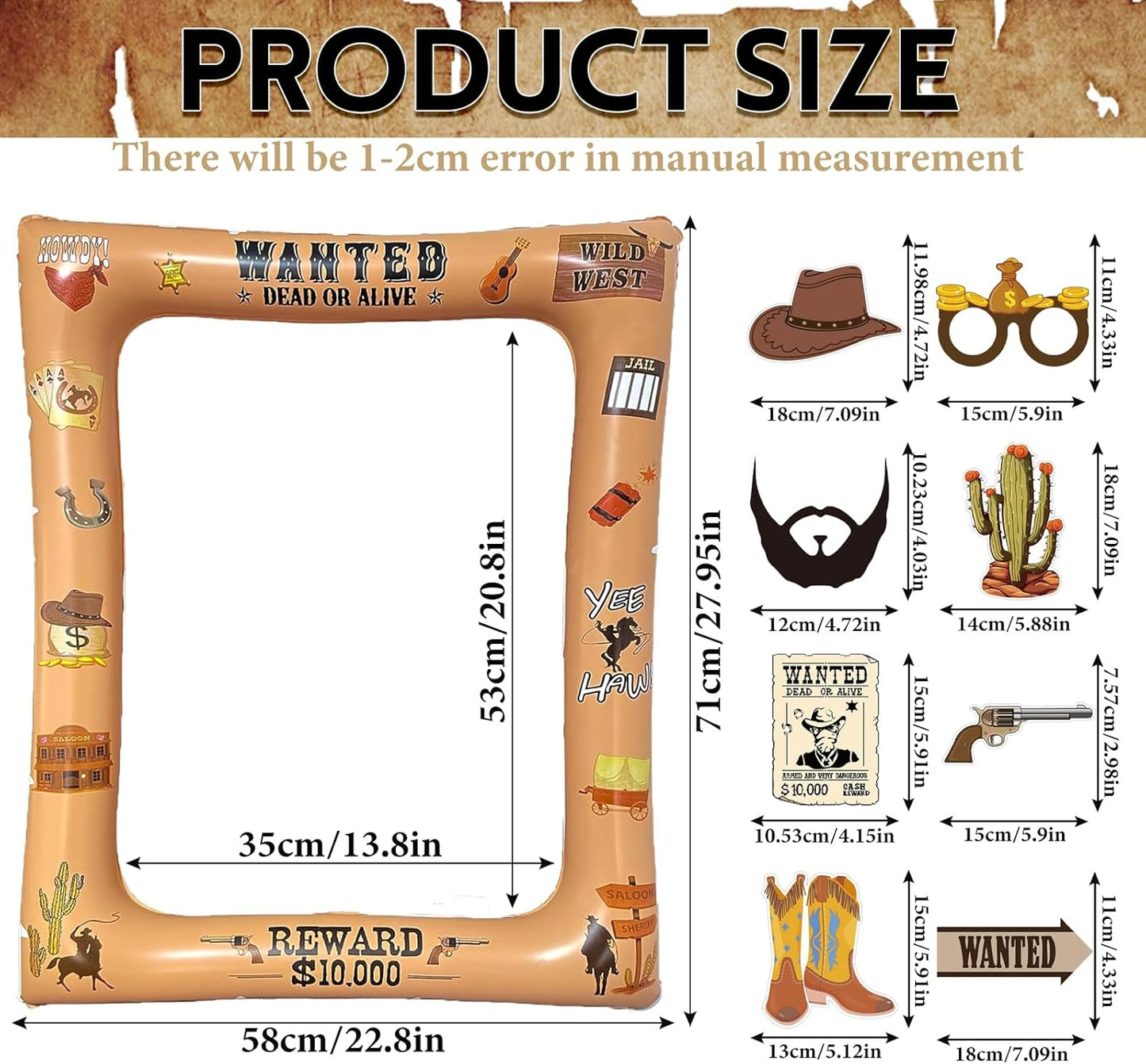 Hawaiian Party Photo Booth Props Kit, 30 PCS Luau Photo Booth Props with Large Inflatable Selfie Picture Frame for Hawaiian Tropical Tiki Summer Pool Party Supplies