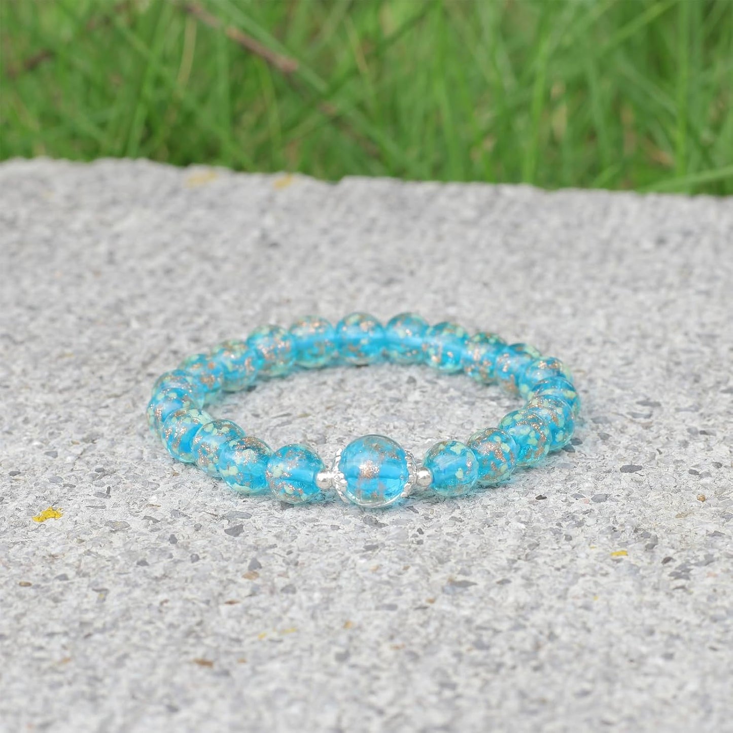 Glass Beaded Bracelet Glowing Bracelet Luminous Beads Bracelet for Women Glass Mermaid Bracelet Bangles Anti Anxeity Healing Energy