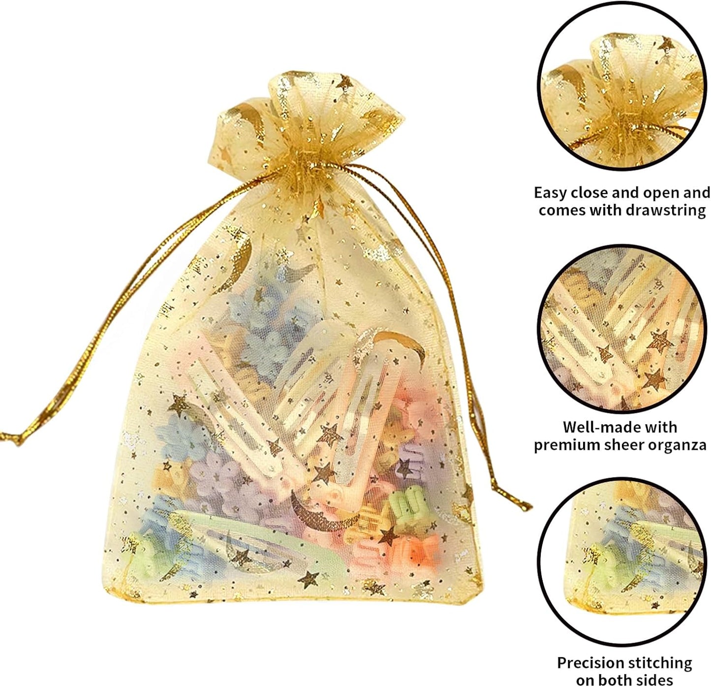 100PCS White Organza Bags, 4x6 Inch Small Mesh Bags Drawstring, Jewelry Gift Bags for Easter, Party, Festival, Bathroom Soaps, Makeup