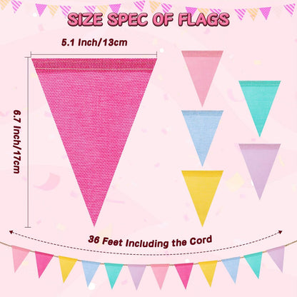 120 Flags/72ft Pennant Banner Flags Garland, Triangle Banner Pennant Flags on a String, Pastel Burlap Pennant Banner Garland Bunting Banner for Outdoor Birthday Party Decorations Pastel