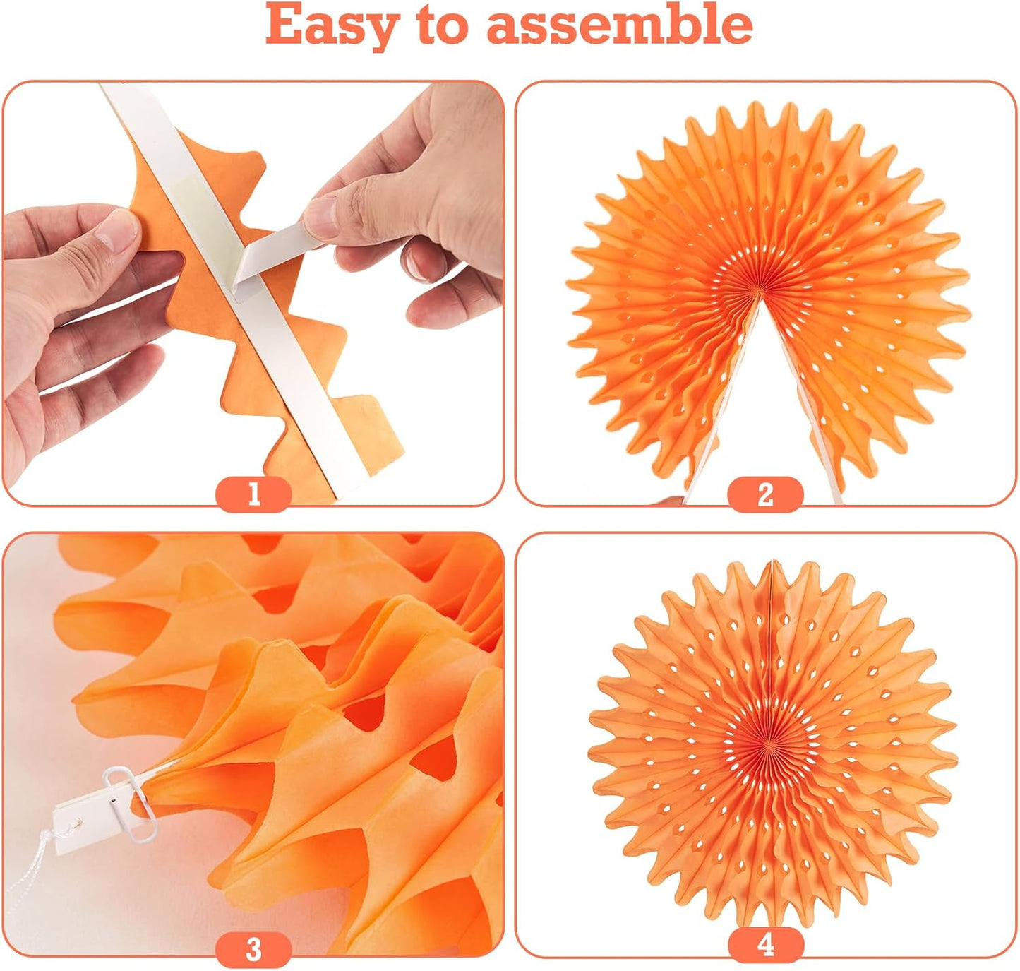 PAPER JAZZ Paper Flowers with Paper Fan Boho Hanging Decor Artificial Flowers Decorations for Wall Pink and Orange Party Decorations for Classroom, Beach Party, Summer Birthday Party Pack of 11.