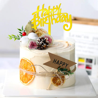 10 PCS Black Happy Birthday Cake Topper Acrylic Cupcake Topper A Series of Birthday Cake Supplies Decorations