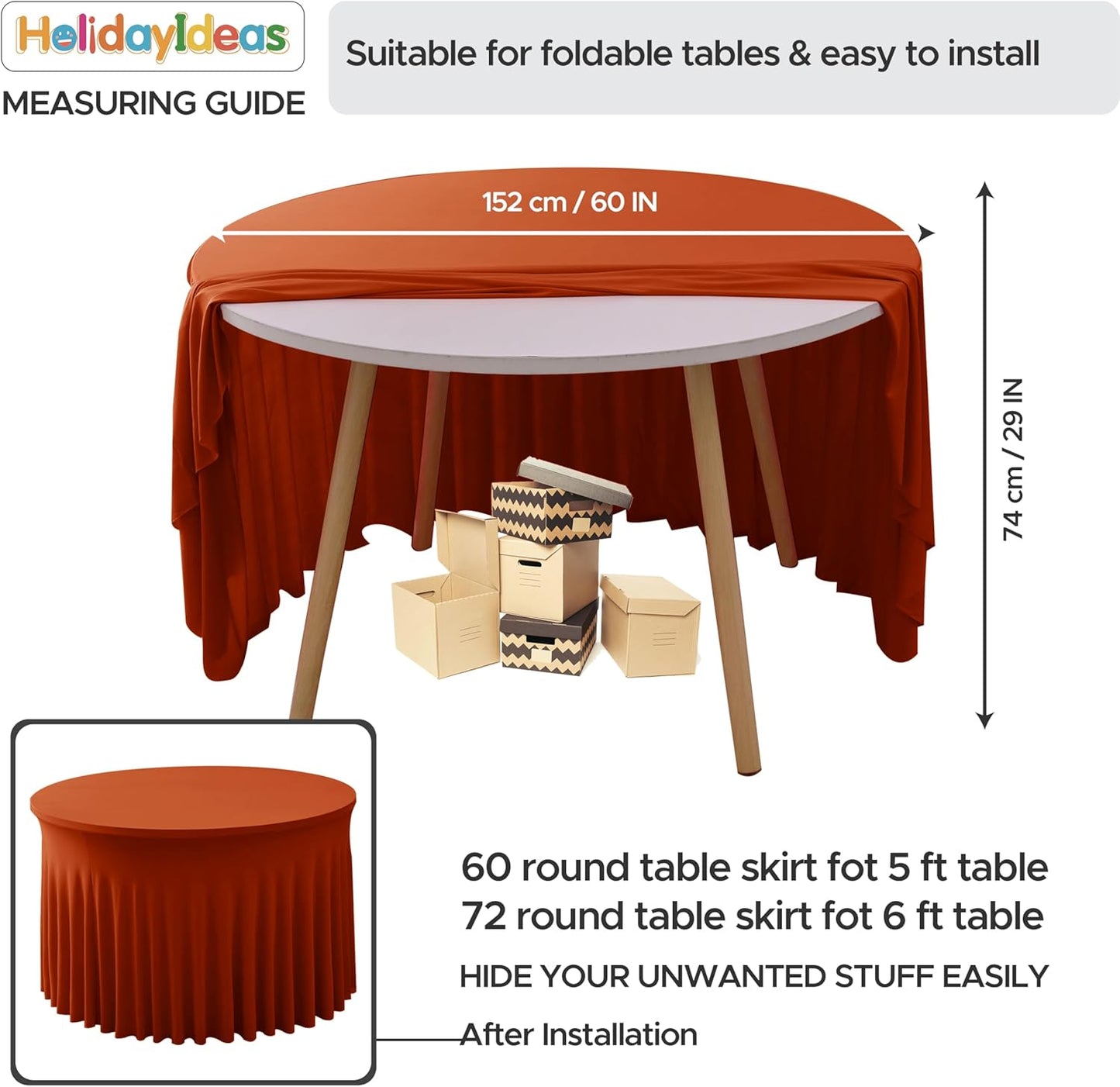HolidayIdeas 2 Pack Spandex Table Skirt for 6 Ft Rectangle Tables, Black Fitted Stretch Tablecloth 30 x 72 Inch, Wrinkle Resistant Ruffle Design for Wedding Banquets, Trade Shows, Parties