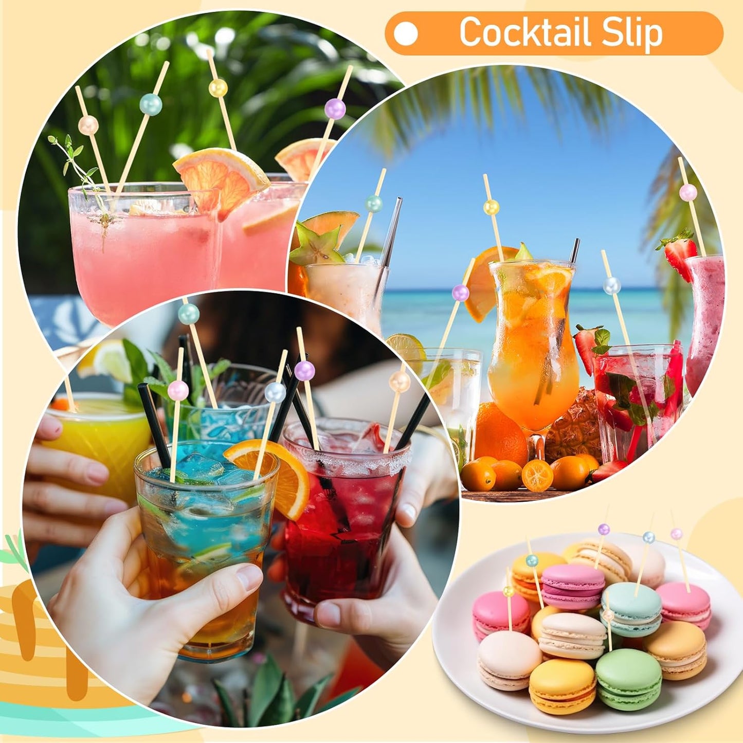 Reallnaive 600 Pcs Cocktail Pick Pearl Fancy Toothpick for Appetizer 4.7 Inch Long Skewer for Drink Fruit Food Bamboo Stick Wedding Bridal Shower Decoration Charcuterie Accessories (White)