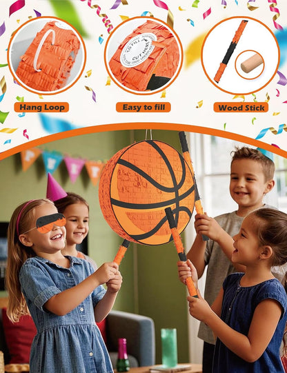 Soccer Piñata – Includes Wooden Stick, Blindfold, and Confetti – 13"x13"x3" – Perfect for Sports Party Decorations and Soccer Pinatas for Birthday Party