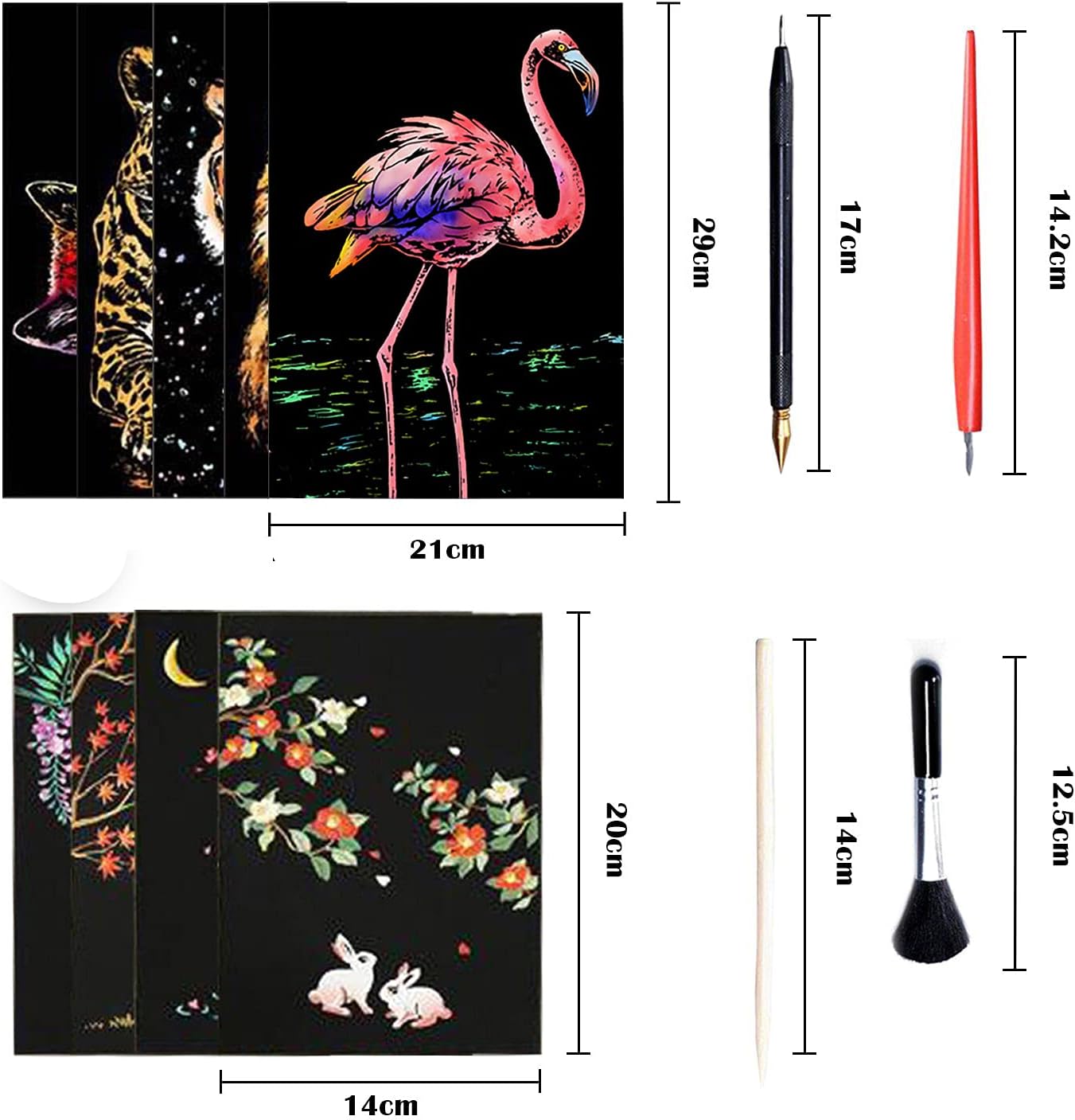 Georgie Porgy Scratch Paper Art Set for Kids Adults Magic Rainbow Scratchboards for DIY Arts and Crafts Kits Christmas Birthday Gift with Scratching Tools Kit (A4-Noctilucent Whale + Sea World)