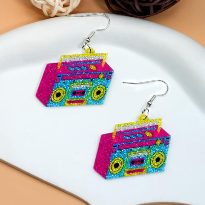 80s 90s Earrings for Women Colorful Lightning Acrylic Drop Earrings Neon Earrings Bulk for 80's 90's Outfit Glow Party Halloween 80s Accessories Jewelry
