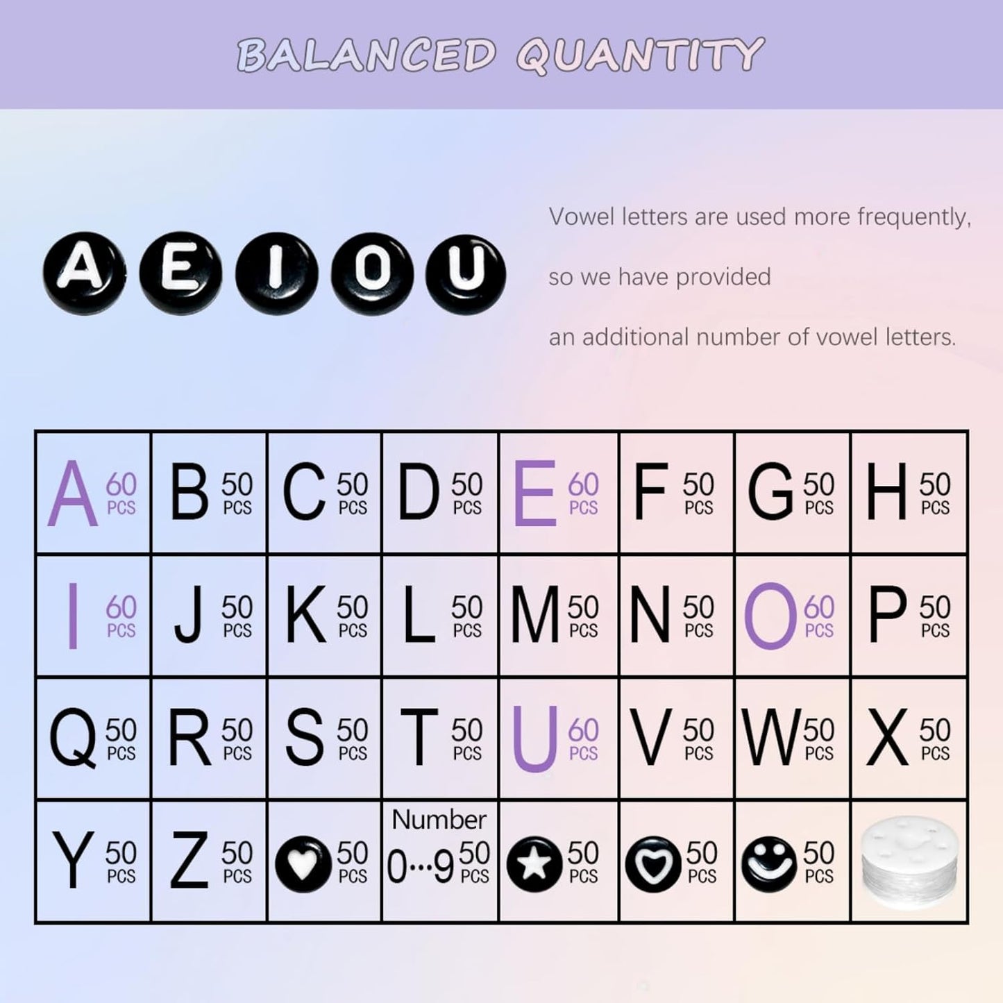 Amaney 1400pcs Glow Letter Beads, Heart Beads Whit Elastic Beading Cord,4x7mm Round Acrylic Alphabet Beads for Friend Bracelet Jewelry Making