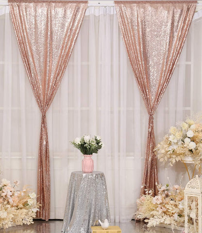 Poise3EHome Black Sequin Backdrop Curtains, 2 Panels 2FTx8FT Glitter Photo Booth Backdrop for Halloween Birthday Bachelorette Wednesday Twilight Party Decorations