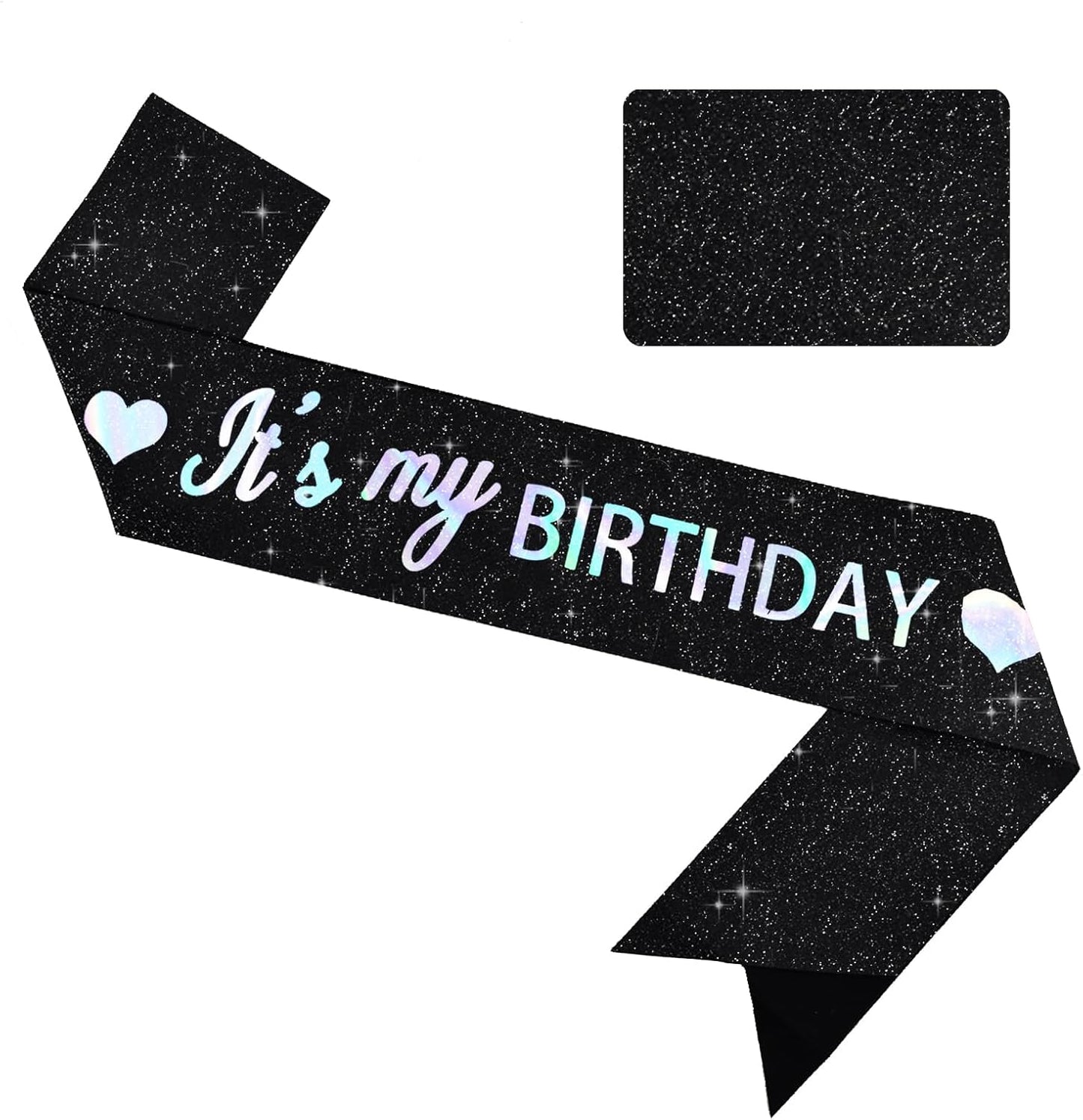 Vuzvuv It's My Birthday Birthday Sash, Glitter Birthday Sash with Foil Letters Birthday Party Decor for Women, Girls