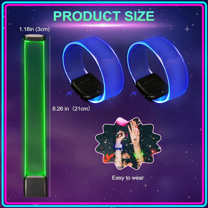 Yowivon Led Light Up Bracelets with Clasp, Glow in the Dark Party Supplies Neon Rave Accessories Cool Halloween Birthday Party Favors, 1 Pcs