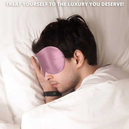 Silk Eye Mask with Adjustable Strap, Satin Blackout Sleeping Mask for Men&Women, Comfortable Blindfold Eyeshade for Night Sleep(Blue)