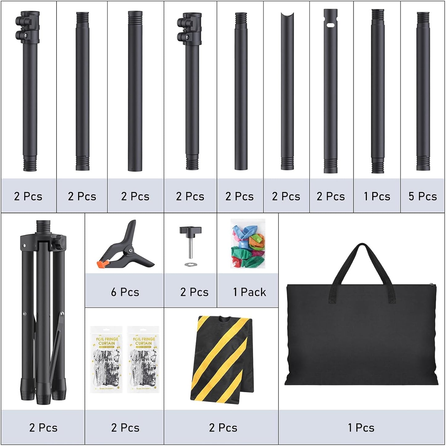 Backdrop Stand Kit - 6 Widths, 10x7.5ft Adjustable Background Stand for Parties & Studio Photography