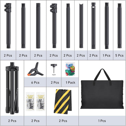 Backdrop Stand Kit - 6 Widths, 10x7.5ft Adjustable Background Stand for Parties & Studio Photography