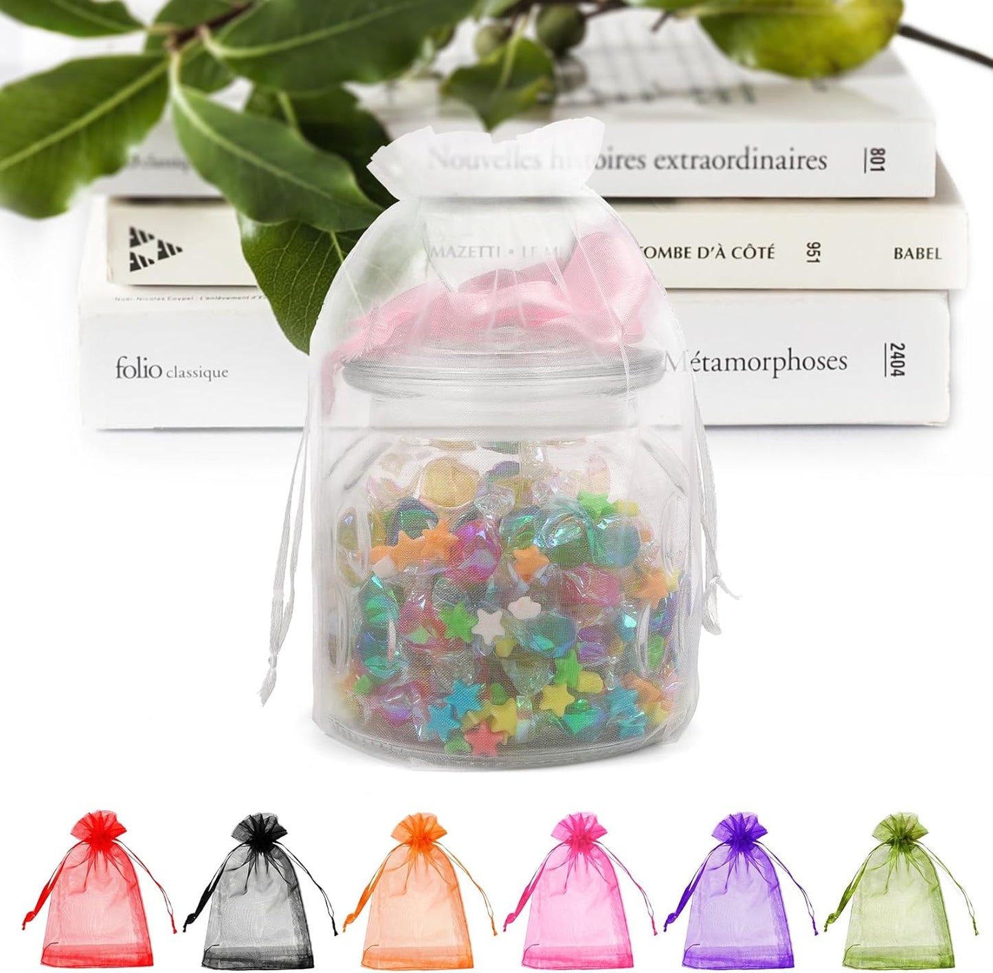 ANZNKU 50PCS Organza Bags 6x9 Large White Gift Bags for Candy Goodie Sachet Jewelry, Mesh Bag Drawstring Sheer Packaging Pouches for Wedding Favors Mother's Day Birthday Party Baby & Bridal Shower