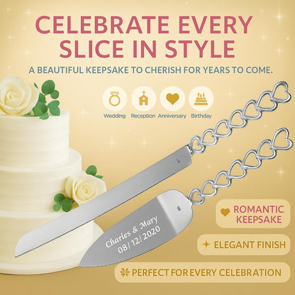 GIFTS INFINITY Personalized Wedding Cake Knife and Server Set with Engraving – Cake Cutting Utensil Set, Keepsake Gift for Wedding, Anniversary, Reception, Birthday & Other Occasions (CH-101WB)