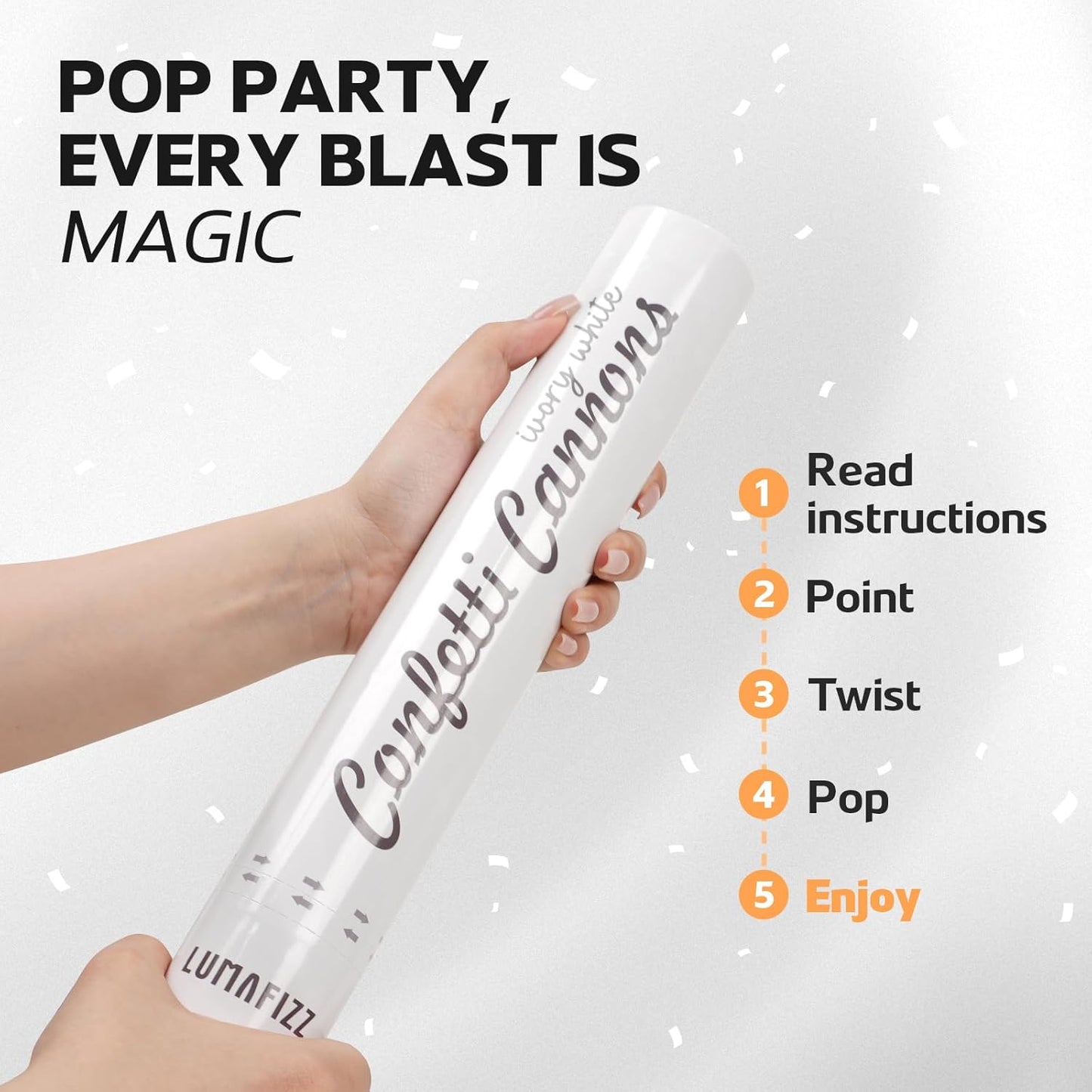 12 Inch Confetti Biodegradable [6 Pack] Confetti Cannons | Multicolor Confetti Poppers for Wedding,Birthday PartyChristmas Eve and New Year Give a Gift