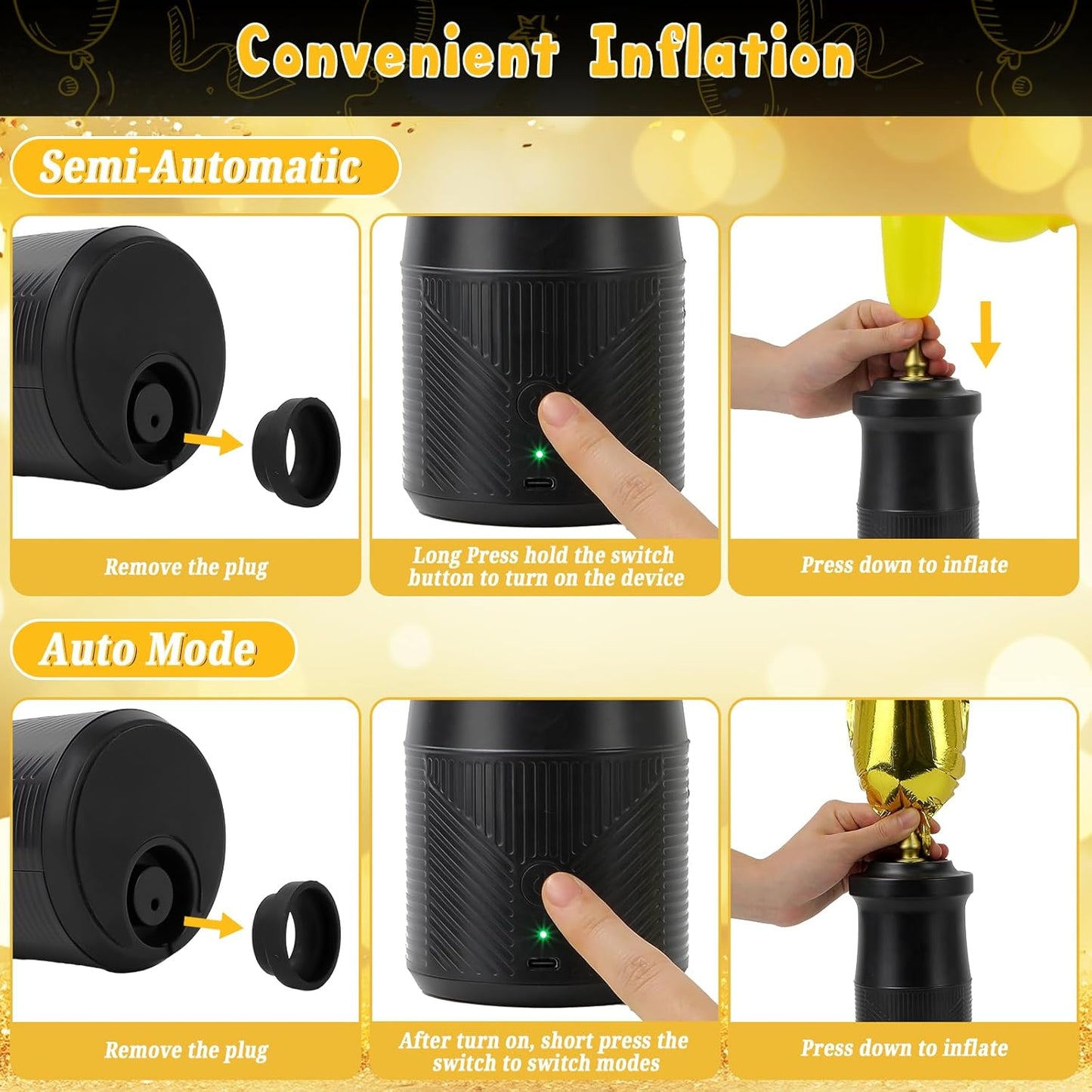 Ball Pump Balloon Pumps Electric, Balloon Pump Portable Long Animal Balloon Pump, Electric Blower Machine Inflator Basketball Pump 260 Balloon Pump for Party/Wedding/Birthday Decorations