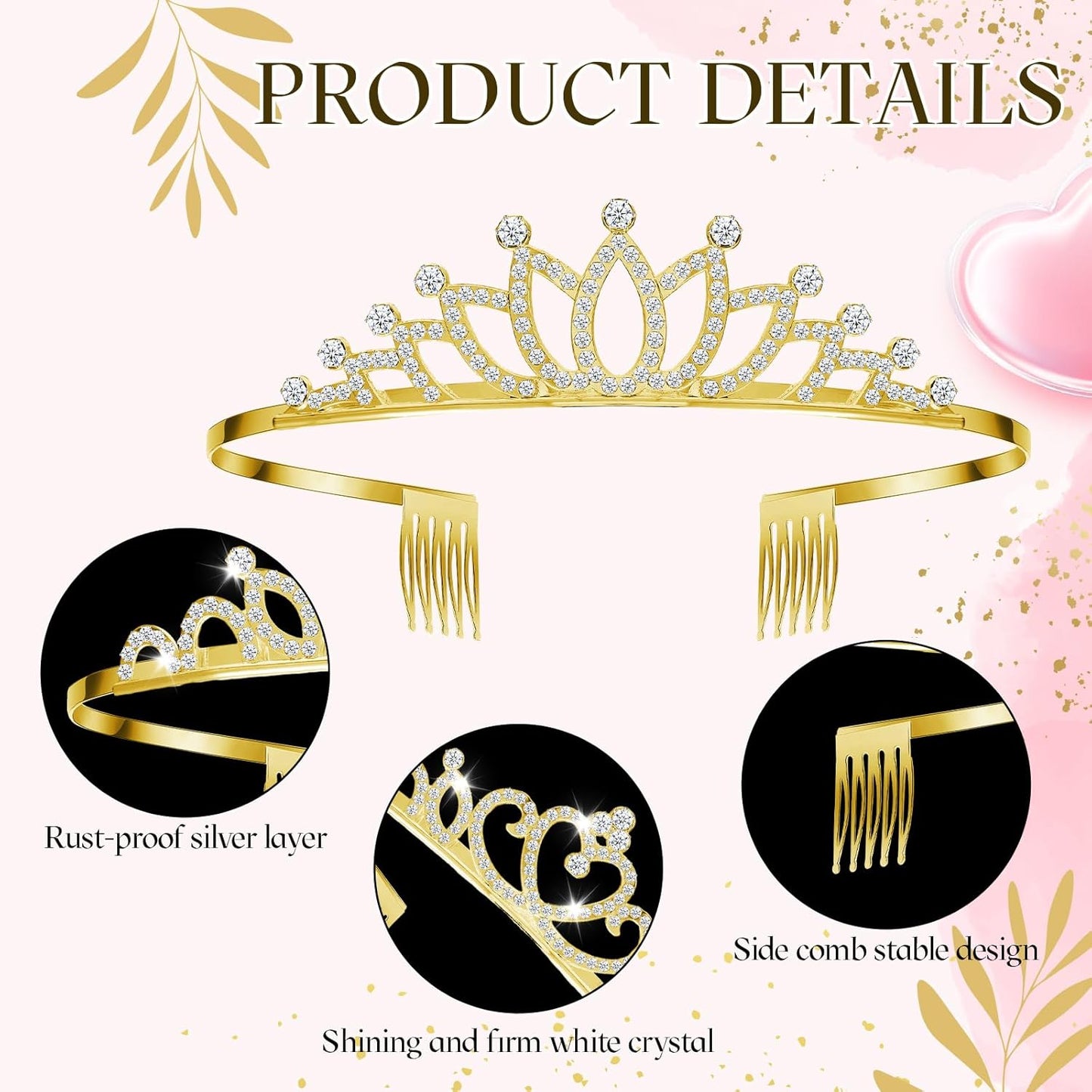 24 Pcs Crystal Tiara Crowns for Women Bulk Rhinestone Princess Headband Crown with Combs Tiaras for Pageant Bridal Shower Wedding Birthday Prom Party Gifts
