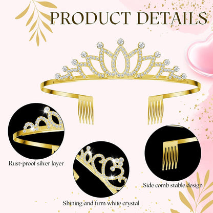 24 Pcs Crystal Tiara Crowns for Women Bulk Rhinestone Princess Headband Crown with Combs Tiaras for Pageant Bridal Shower Wedding Birthday Prom Party Gifts