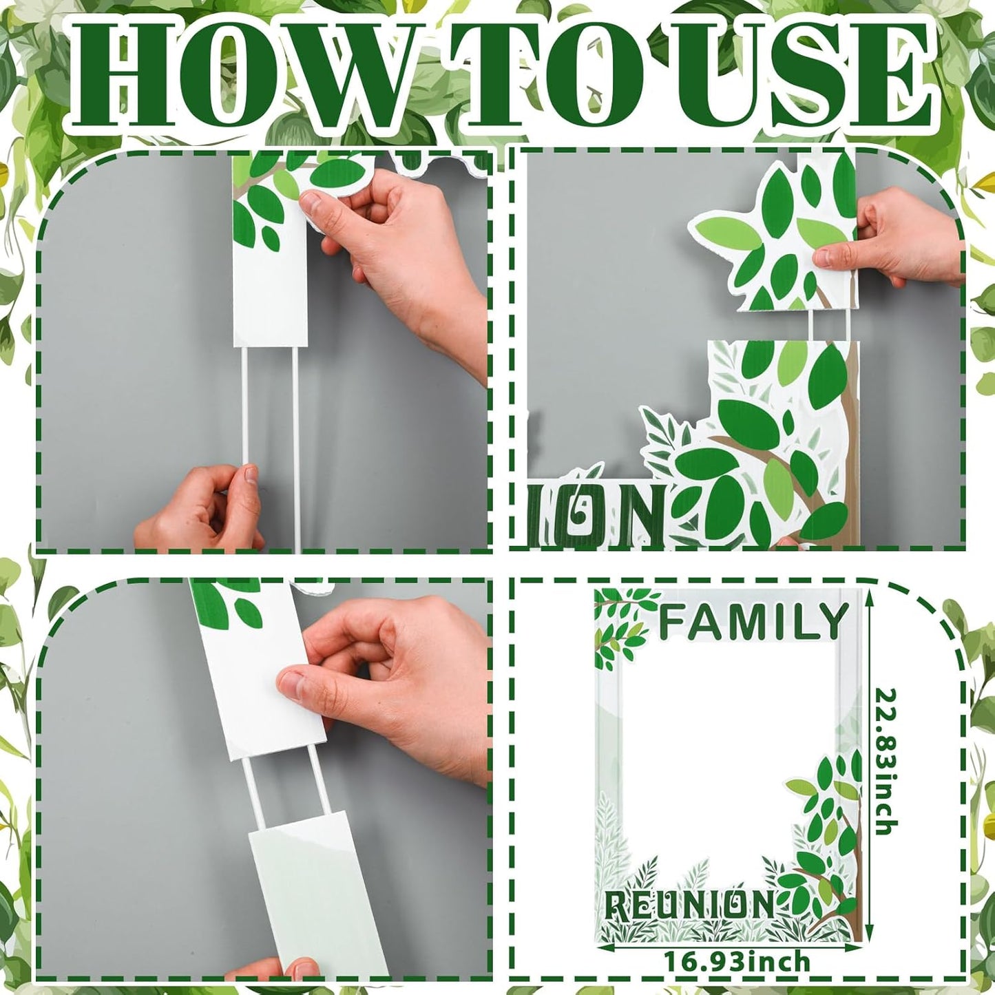 Beeveer 49 Pcs Green Family Tree Photo Booth Props Family Reunion Decorations Gathering Party Photo Booth Picture Frame and Props Happiness Selfie Favors for Home Party Supplies