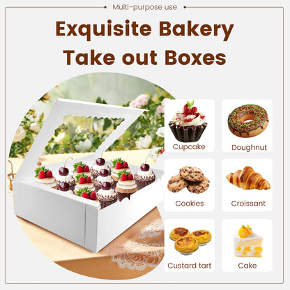 12PCS Cupcake Boxes 12 Count Cupcake Container with Window White Cupcake Holder Holding 144 Cupcakes for Birthday Holiday Party Bakery Supplies