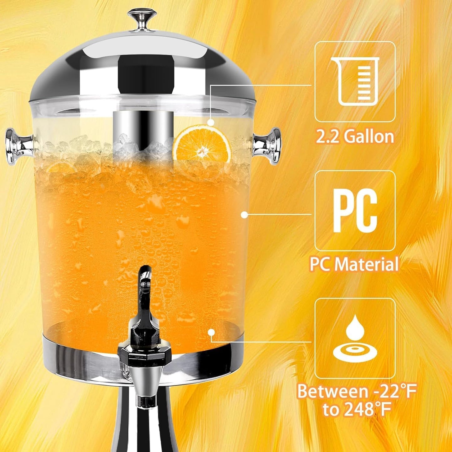 Beverage Dispenser With Stand, Drink Dispenser for Party, Stainless Steel Water Jar Dispenser with Ice Container, Spigot, Drink Jar Jug For Home Parties