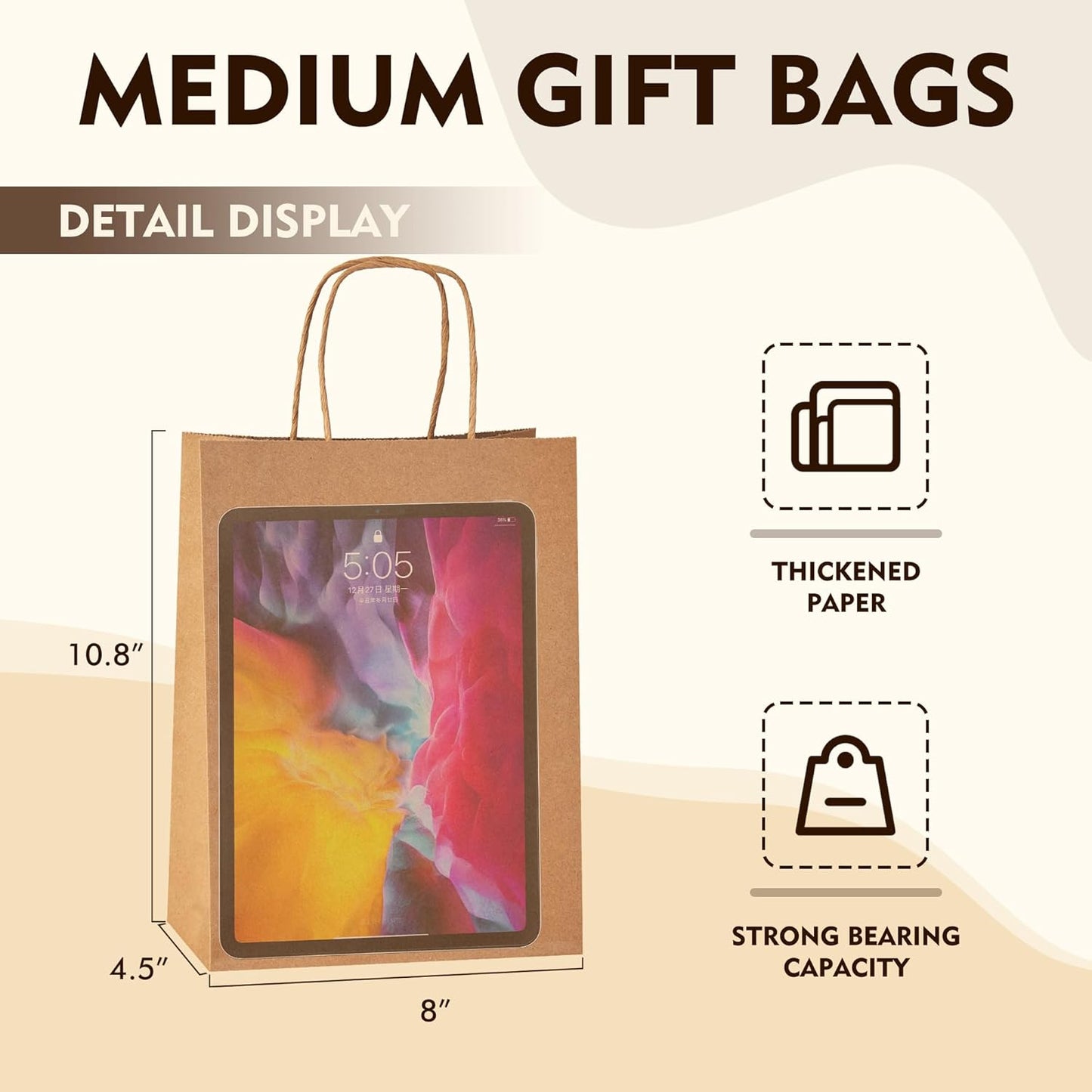 YEEHAW 24 Pack Small Gift Bags 5.8"×3.2"×8.25" Kraft Paper Bags with Handles, Party Favor Bags Bulk for Kids Birthday, Baby Shower, Crafts, Wedding, Party (6 Colors)