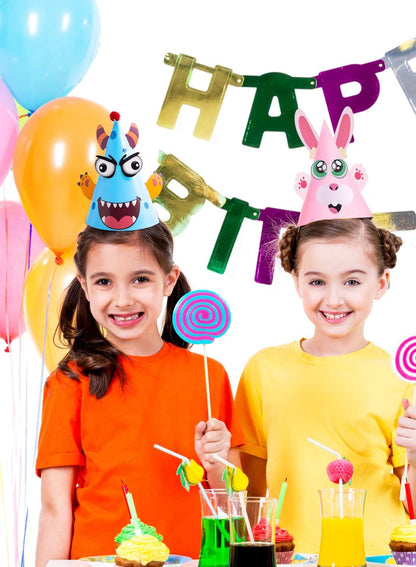 JOYIN 12 Sets Party Hats for Kids Birthday Party Games Craft Activities, Cute Animal Theme Birthday Hats Activity Kits with Stickers for Kids Holiday Theme Party Favors