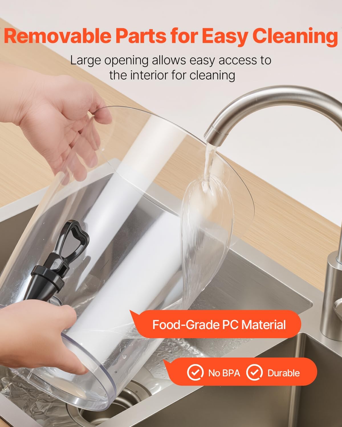 VEVOR Beverage Dispenser, 2.1 Gallon x 2 Drink Dispenser for Parties, Stainless Steel + Plastic Juice Dispensers with Spigot Ice Chamber Tray, Iced Tea Lemonade Dispensers, for Restaurants, Hotels