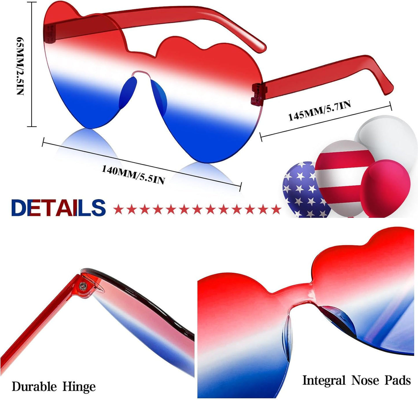 Pibupibu 12 Pack Heart Shaped Sunglasses for Women Colorful Rimless Sunglasses Transparent Bachelorette Party Favors